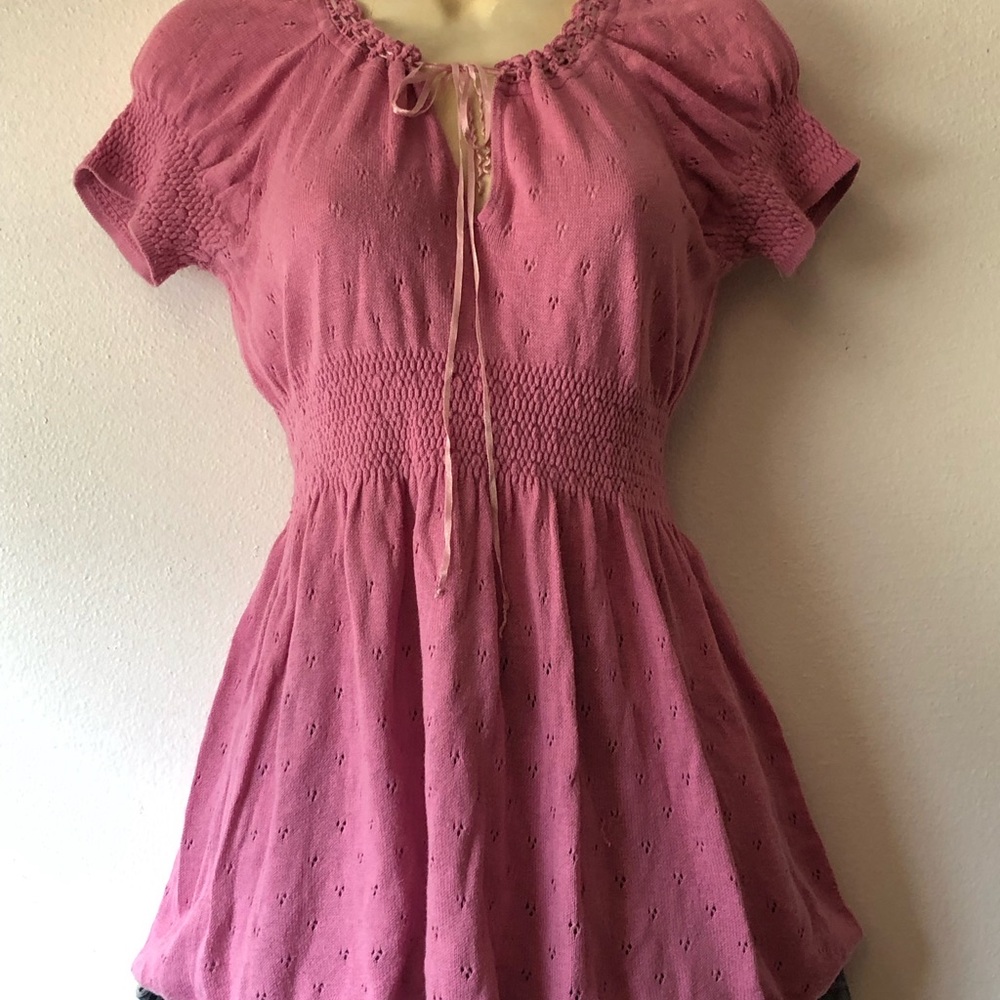 Vintage Y2k Cottage Barbie Core Smocked Blouse
